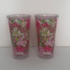 Lilly Pulitzer Pink and Green Floral Tumblers